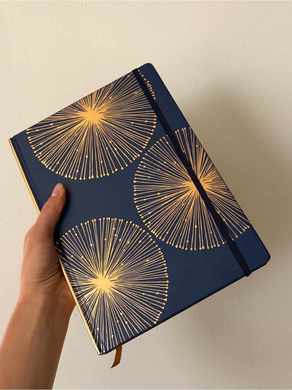 Navy Blue Notebook with Gold Burst Design